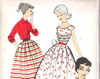 1957 Advance 8288 Sub-Teen 3-Piece Separates Blouse, Top and Full Skirt, Sewing Pattern Size 12 Bust 31" UNCUT FF