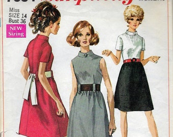 Vintage 1969 Simplicity 7984 Mod Dress Sewing Pattern Size 14 Bust 36" UNCUT