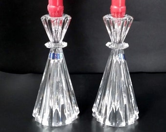 Vintage Pair of Waterford Crystal Marquis Tapered Candle Holders Made In Germany