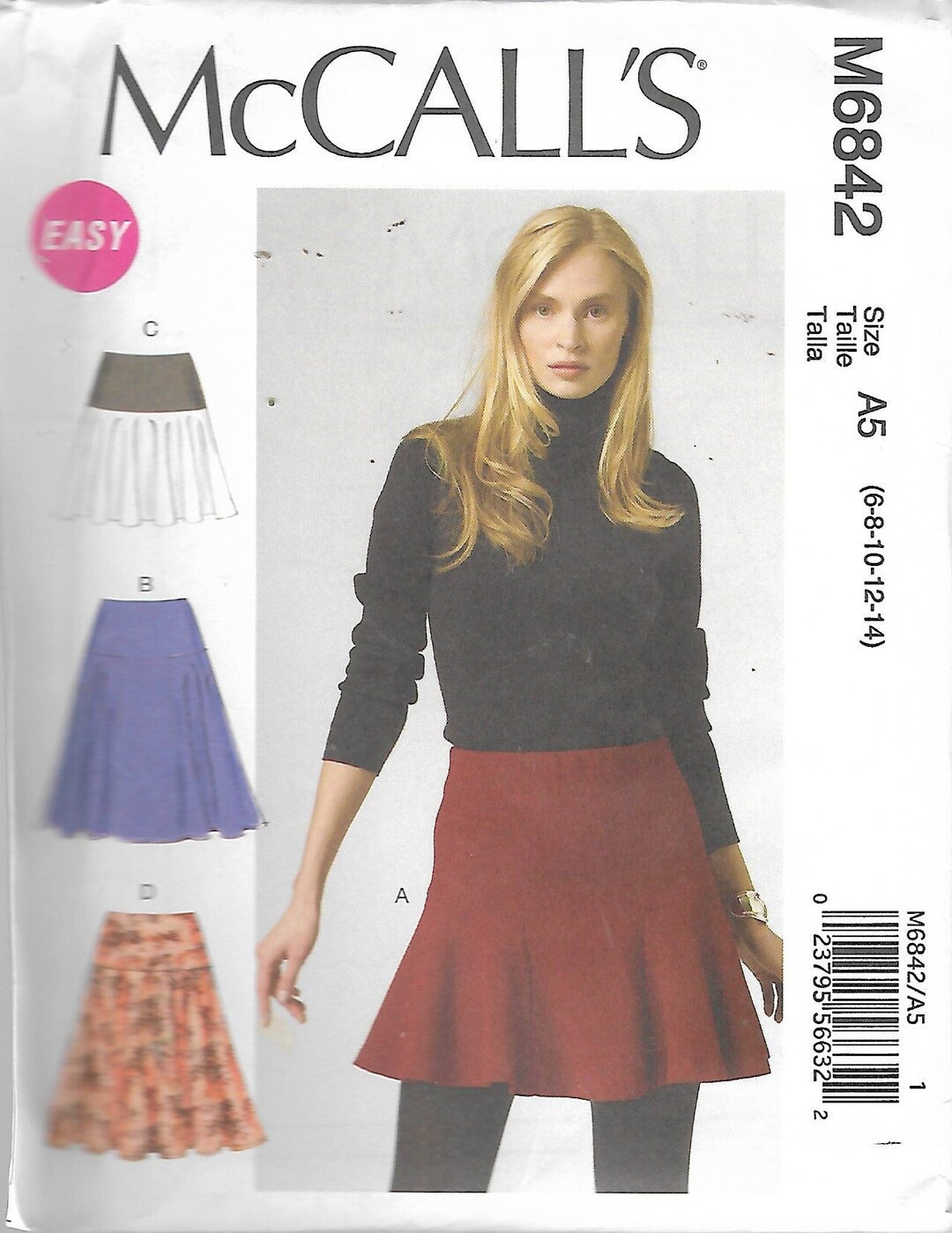 2013 Mccall's 6842 Misses Skirts Sewing Pattern Sizes 6-14 Waist 23 30 ...