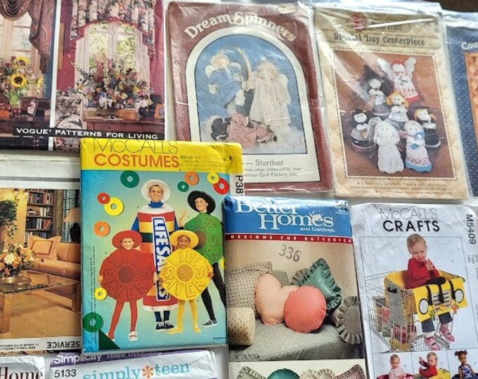 35 Uncut Craft Sewing Patterns Costumes, Doll's Cloths, Pillows ...
