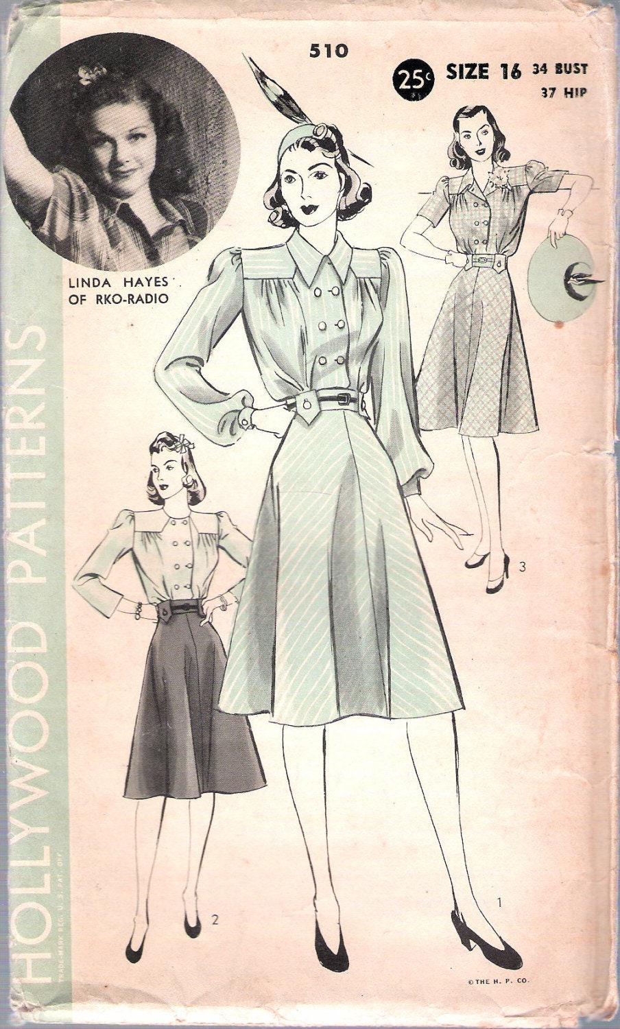 Vintage 1940's WWII Hollywood Patterns 510 Linda Hayes of | Etsy