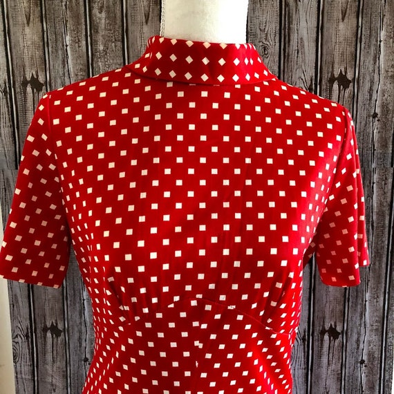 1970's Ginger House California Red & White Maxi Dre… Gem