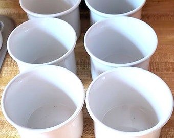 6 Vintage Basic White Ceramic 2 3/4" tall Dessert Dishes