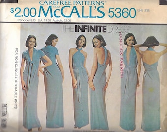 1976 McCall's 5360 Retro The Infinite Dress by Lydia Design Ltd. Sewing Pattern One Size Hip 32" -38"