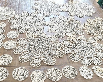 Vintage Handmade 12 Tatted Doilies & 11 Coaster Tatted Doilies