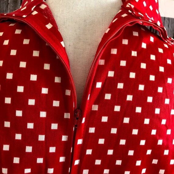 1970's Ginger House California Red & White Maxi Dre… Gem
