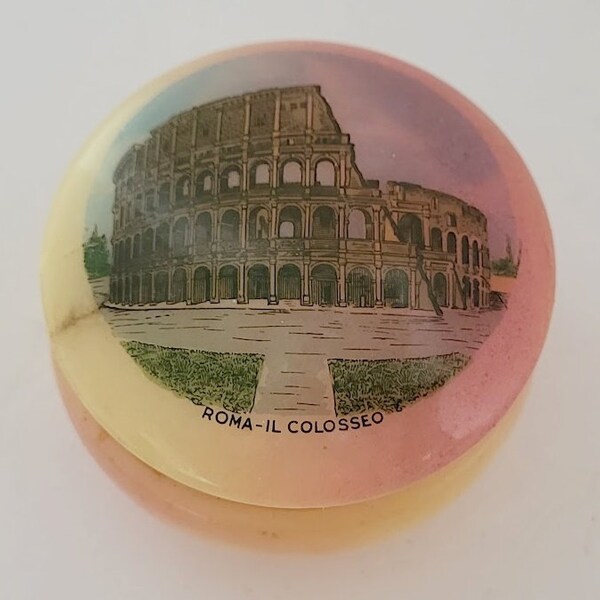 Vintage Alabaster Trinket Box Roma- Colosseo, Rome- Colosseum