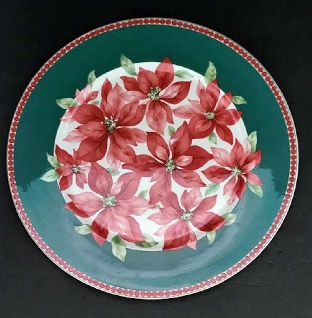 1990's Villeroy & Boch Holly 12 Server Charger Poinsettia Christmas