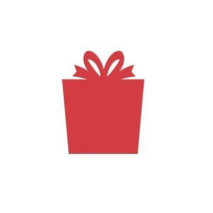 May include: A red gift box with a white bow on top.