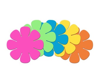 Paper Flower Die Cut Shapes for Scrapbooking and Card Making, Summer Flower Cut Outs in Rainbow Colors, Flower Power Retro 60s Die Cuts