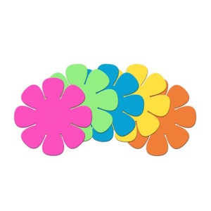 Paper Flower Die Cut Shapes for Scrapbooking and Card Making, Summer Flower Cut Outs in Rainbow Colors, Flower Power Retro 60s Die Cuts