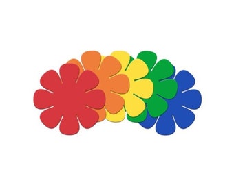 Paper Flower Cutout Shapes in Rainbow Colors, Summer Flower Die Cuts for Scrapbooking and Cardmaking, Flower Power Party Decorations