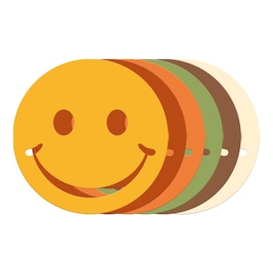 Smiling Face Die Cuts for Groovy Party Decorations 24 or 48 Pieces, Smile Cutouts Hippie Flower Power Craft Supply Classroom Scrapbook DIY