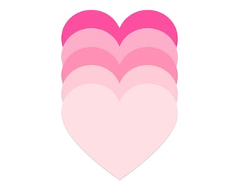 Pink Paper Heart Cutouts for Valentine's Day, Heart Die Cuts for Cardmaking Valentine Crafts, Heart Shape Place Cards, Heart Name Tags