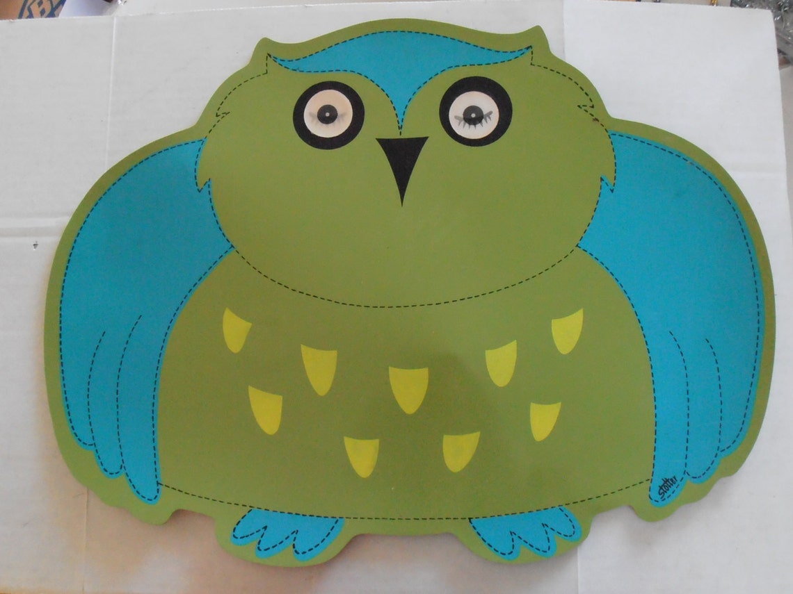 Vintage Stotter Owl Placemat Vinyl with blinking eyes Etsy