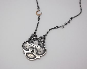 Infinity Necklace with Moon & Stars