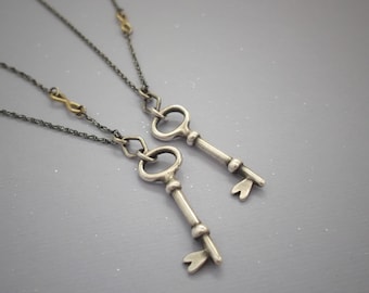 Secret Key necklace with gold Infinity Link