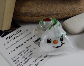 Snowman Glass Fused Brooch / Pin