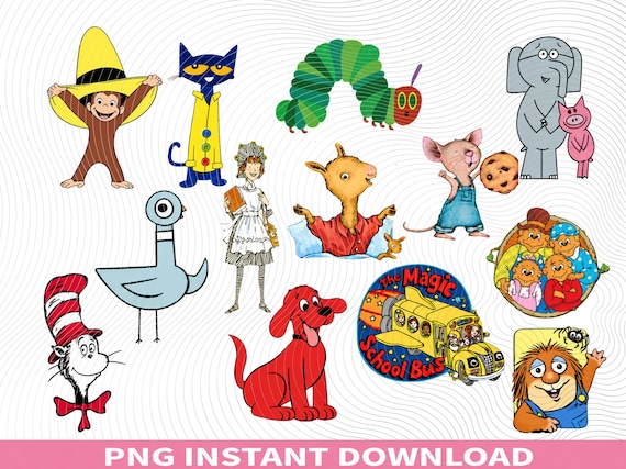 Kids Book Character PNG Bundle Classroom Clipart Reading Teacher Shirt Design Storybook Characters Instant Digital Download