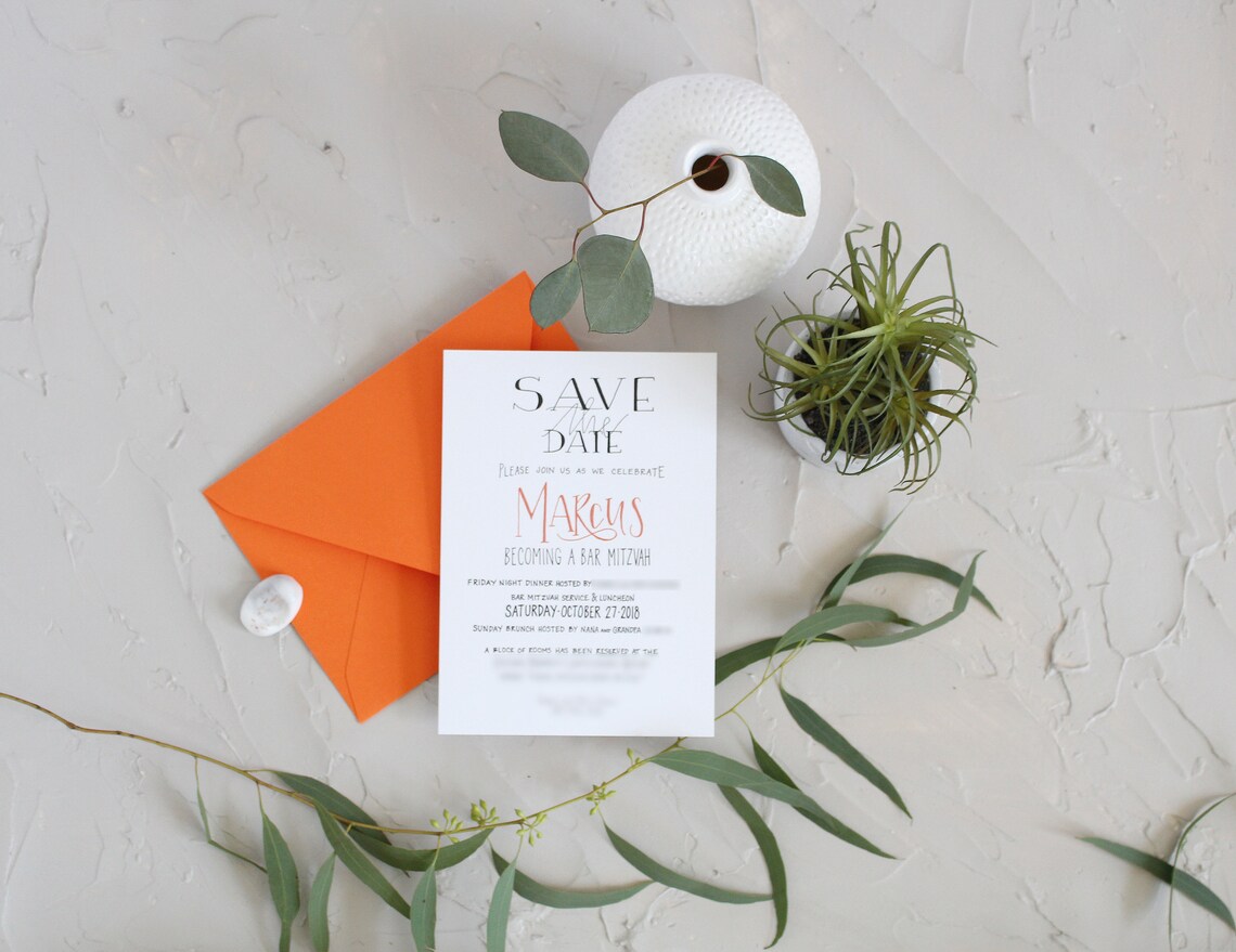 Bar Mitzvah Save the Date Invitation . Save the Date Bar Etsy