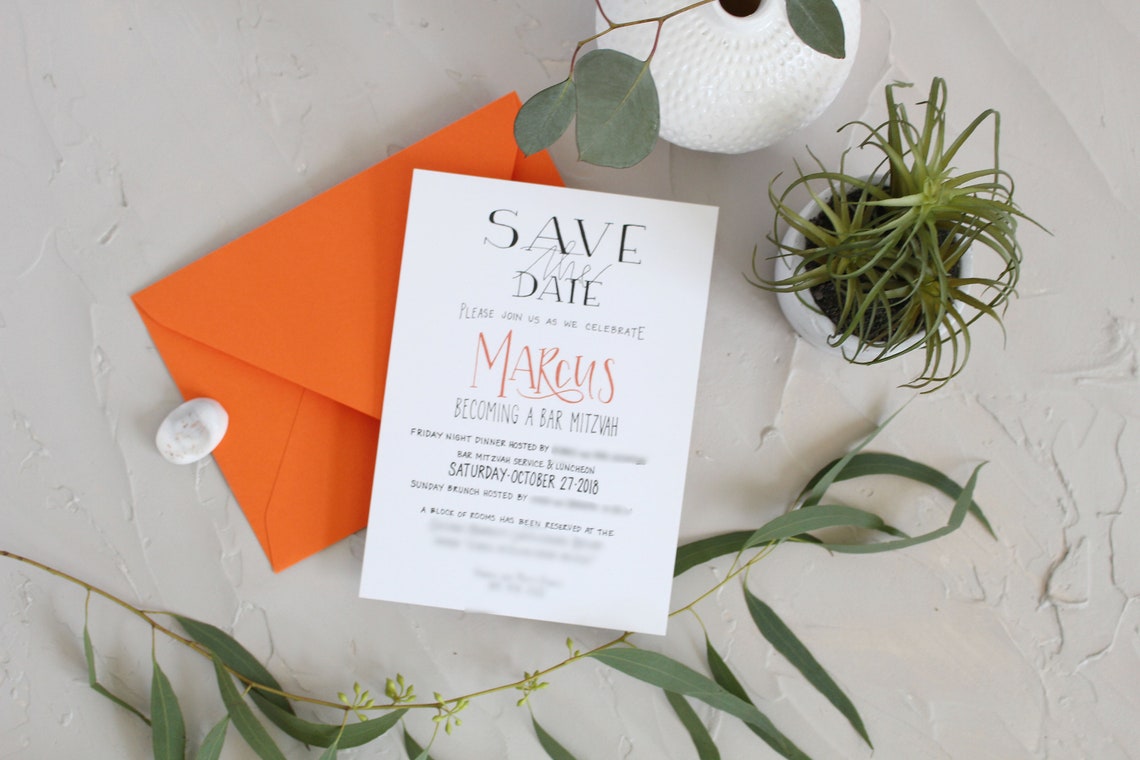 Bar Mitzvah Save the Date Invitation . Save the Date Bar Etsy