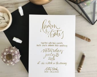 Affordable Gold Wedding Invitation Set . Affordable Wedding Invite Printed . Gold Wedding Invite . Affordable Wedding Invitation Printed