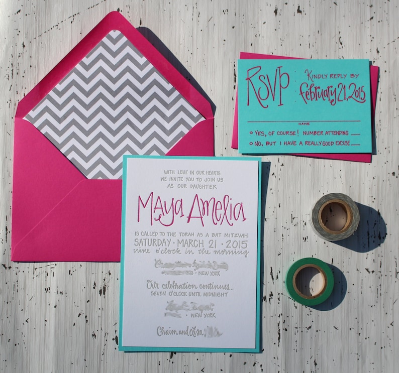Invitaciones personalizadas para Bat Mitzvah, modernas imagen 3