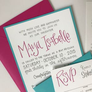 Invitaciones personalizadas para Bat Mitzvah, modernas imagen 1