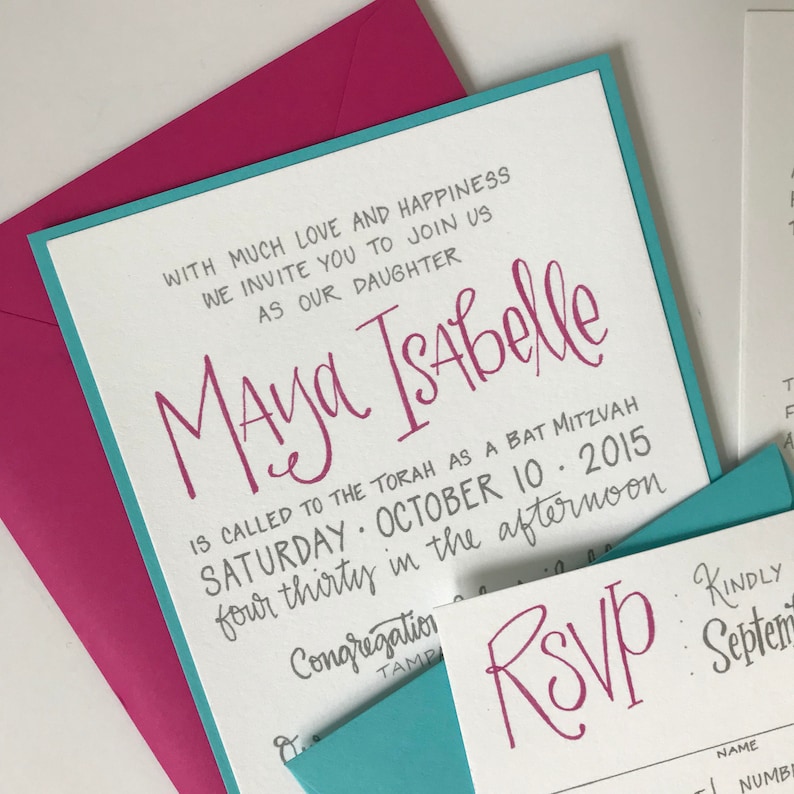 Invitaciones personalizadas para Bat Mitzvah, modernas imagen 1
