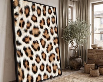 Leopard Print Canvas Wall Art, Animal Fur Pattern, Safari Home Decor, Modern Wildlife Canvas, Bold Nature Design, Ready to Hang Wall
