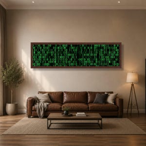 Digital Binary Code Canvas Wall Art, Green Matrix Science Decor, Technology Data Stream Canvas, Modern Tech Wall Decoration image 3