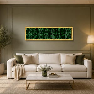 Digital Binary Code Canvas Wall Art, Green Matrix Science Decor, Technology Data Stream Canvas, Modern Tech Wall Decoration image 8