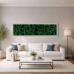 Digital Binary Code Canvas Wall Art, Green Matrix Science Decor, Technology Data Stream Canvas, Modern Tech Wall Decoration image 7