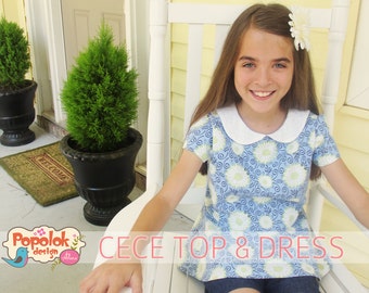 CECE Top & Dress PDF Pattern by Popolok Design - Tween Teen Girl Age 9 to 16