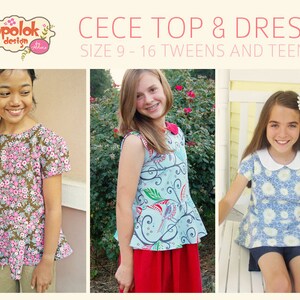 CECE Top & Dress PDF Pattern by Popolok Design Tween Teen Girl Age 9 to 16 image 4