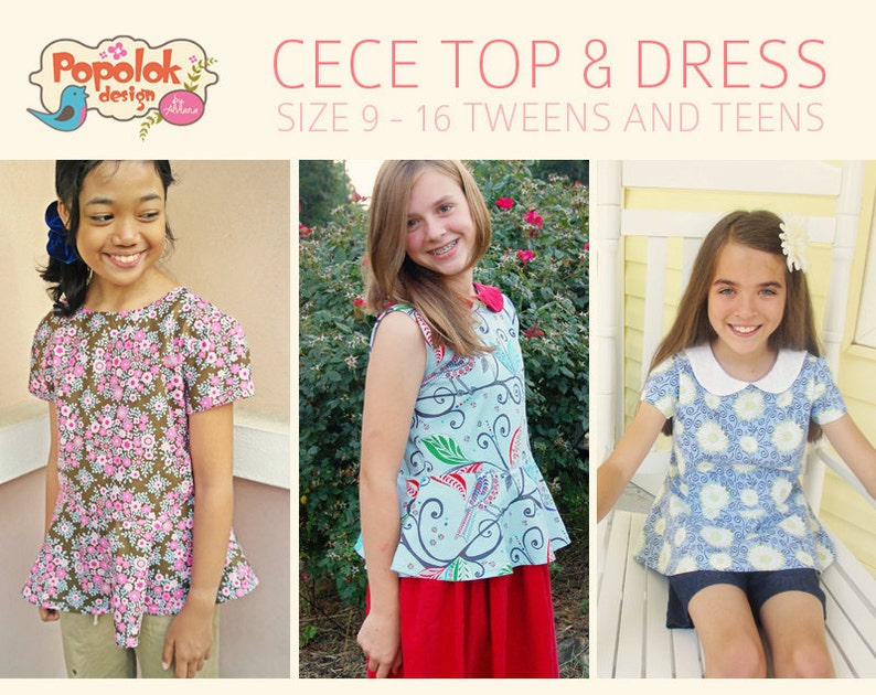 CECE Top & Dress PDF Pattern by Popolok Design Tween Teen Girl Age 9 to 16 image 4