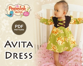 AVITA Dress PDF Pattern & Tutorial - 8 sizes from Age 1 to 8