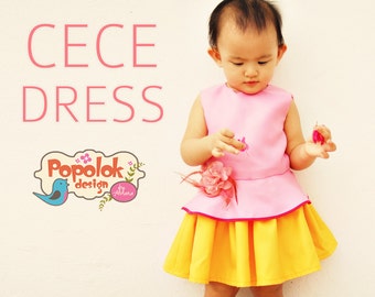 CECE Top & Dress PDF Pattern by Popolok Design - 8 sizes Girl Age 1 to 8