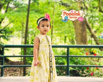 NELIA Top & Dress PDF Pattern by Popolok Design - 8 Sizes Girl Age 1 to 8