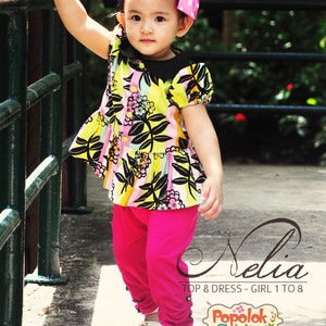 NELIA Top & Dress PDF Pattern by Popolok Design 8 Sizes Girl Age 1 to 8 image 1