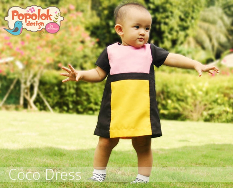 Coco Dress PDF Pattern & tutorial-kolor bloku Baby Dress-4 rozmiary od NB do 16 zdjęcie 4