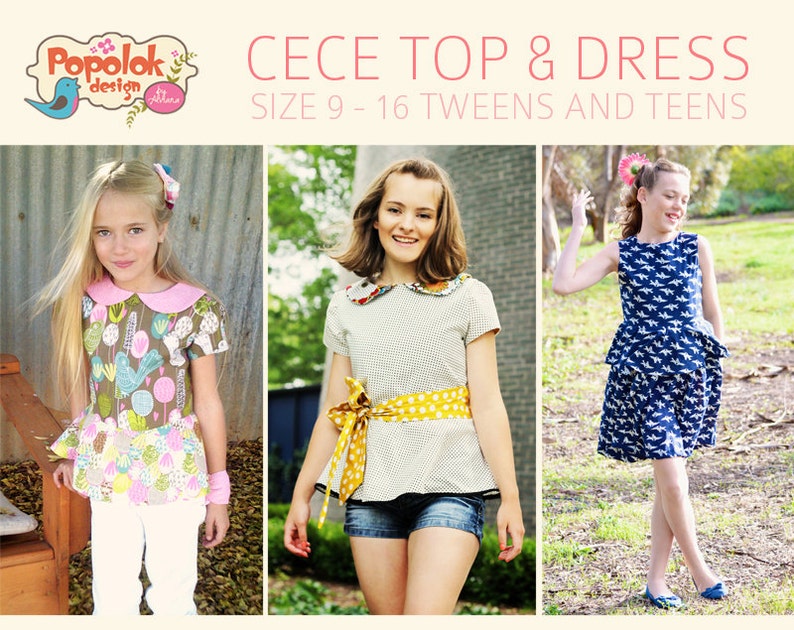 CECE Top & Dress PDF Pattern by Popolok Design Tween Teen Girl Age 9 to 16 image 3