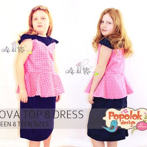 NOVA Top & Dress PDF-patroon van Popolok Design - Tween tienermeisje van 9 tot 16 jaar
