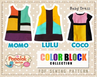 Patron de couture robe mod 3 PDF de Color Block Collection par Popolok Design