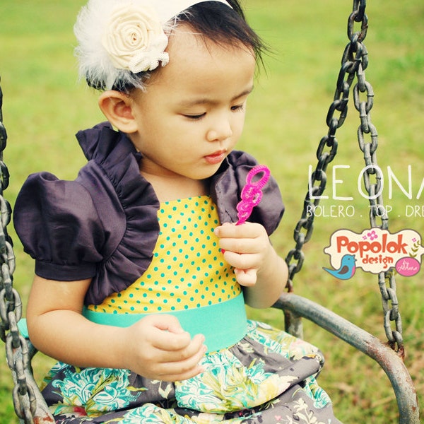 LEONA Bolero, Top & Dress PDF Pattern by Popolok Design - 8 Sizes Girl Age 1 to 8