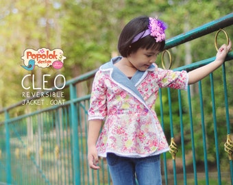 Modèle PDF de veste et manteau réversible CLEO par Popolok Design - 8 tailles fille de 1 à 8 ans