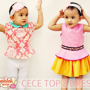 CECE Top & Dress PDF Pattern by Popolok Design 8 Sizes Girl Age 1 to 8 ...