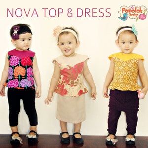 NOVA Top & Kleid PDF Schnittmuster by Popolok Design 8 Sizes Girl Age 1 bis 8 Bild 2