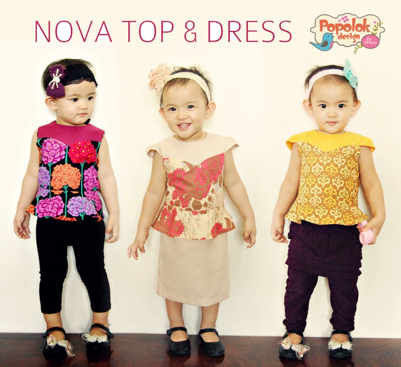 NOVA Top & Kleid PDF Schnittmuster by Popolok Design 8 Sizes Girl Age 1 bis 8 Bild 2